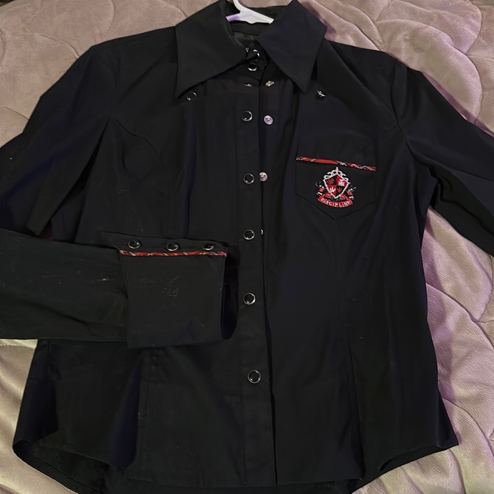 Lip Service, Med, Black collard shirt. NWOT never worn.